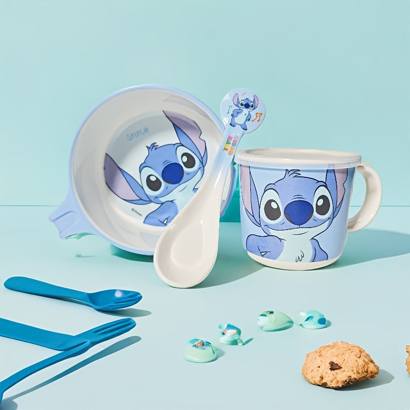 3-delt Stitch Bordservice Sæt – Skål, Krus og Ske med Sødt Cartoon Design