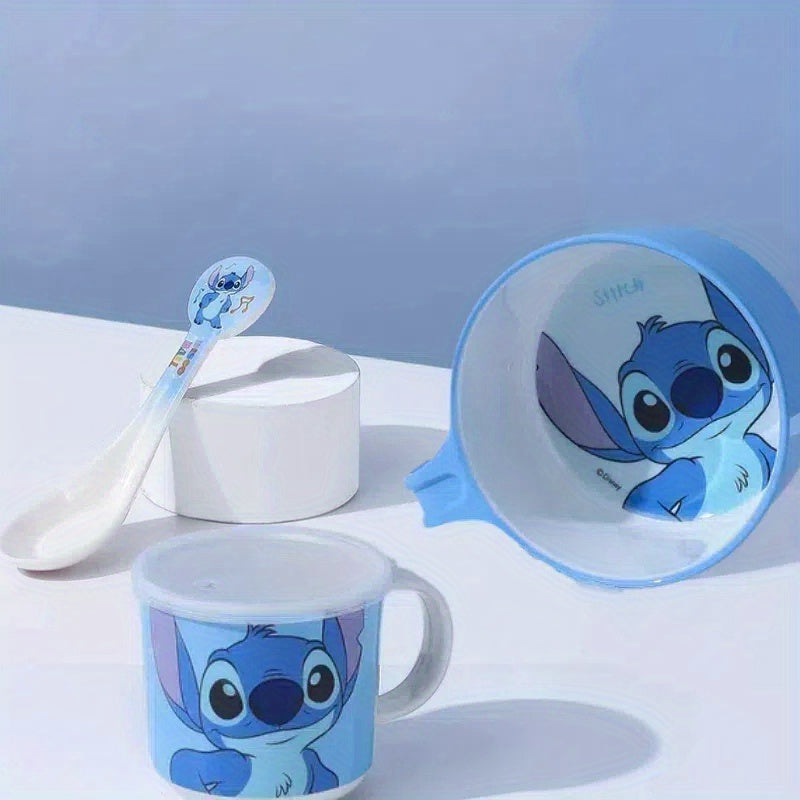 3-delt Stitch Bordservice Sæt – Skål, Krus og Ske med Sødt Cartoon Design